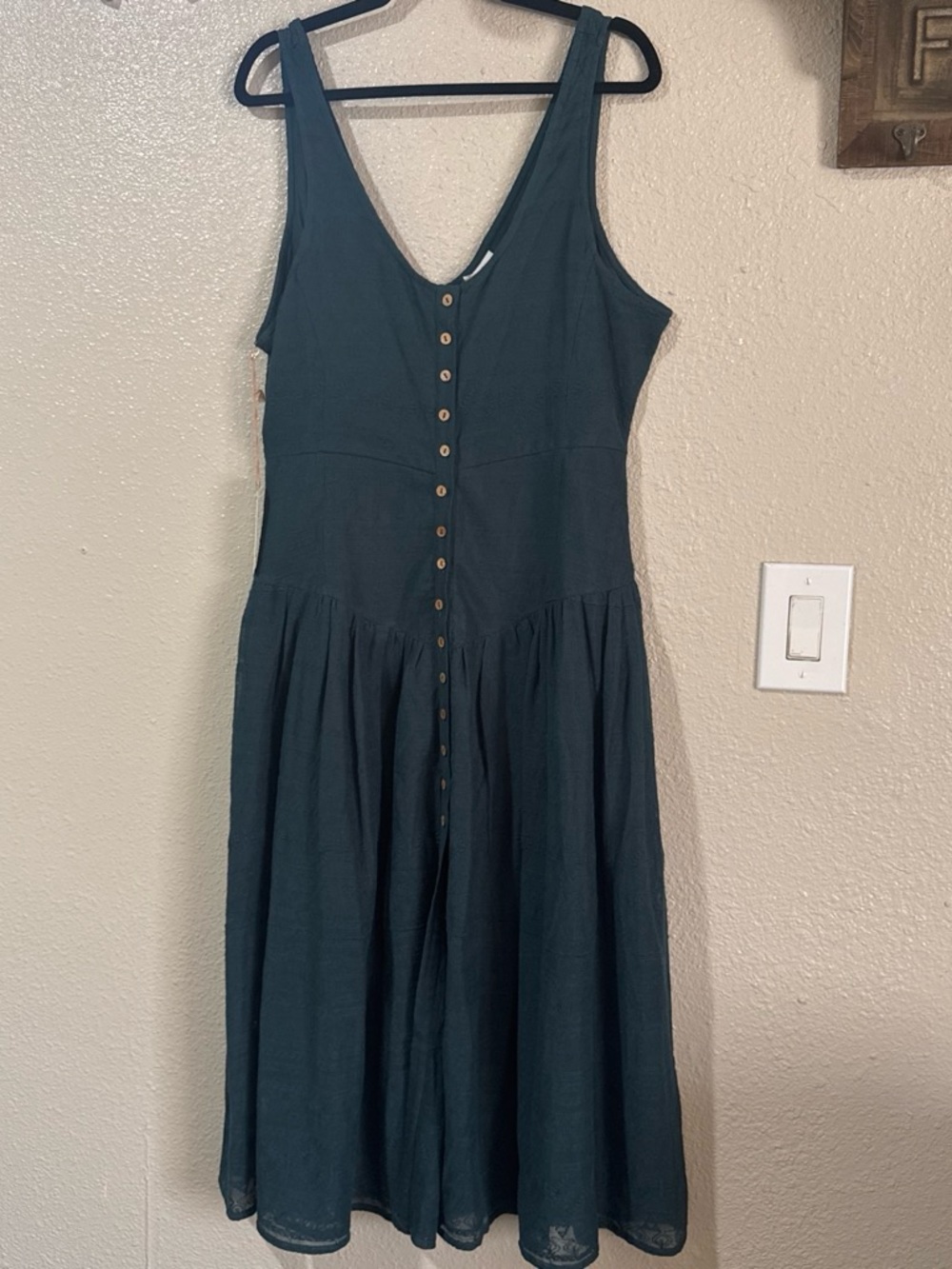 Shyanne Dark Teal Button-Front Sleeveless Midi Dress